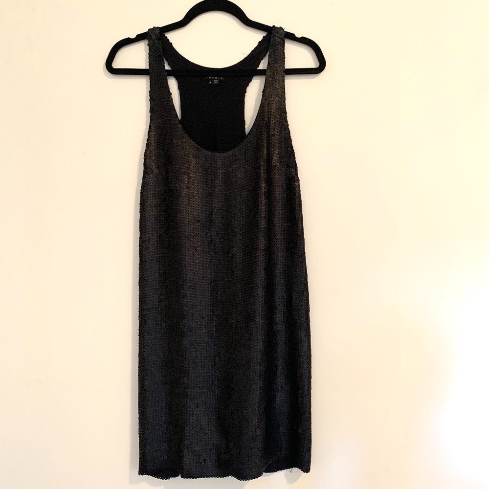 Theory Sequins Matte Black Cocktail Dress Sz M